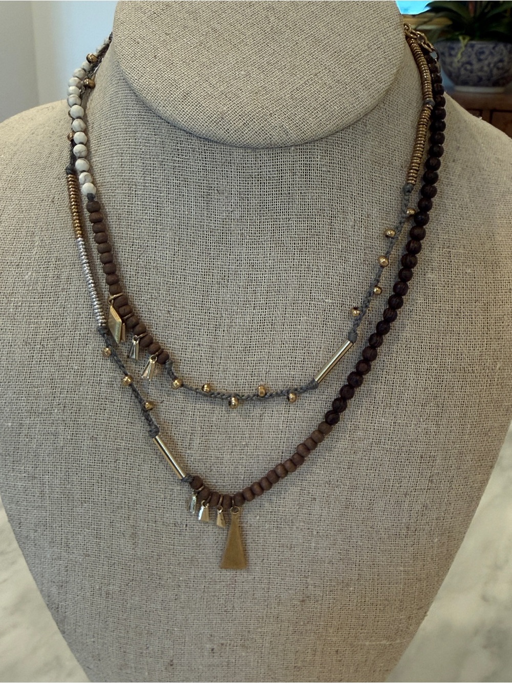 Stella & Dot Reina Necklace Neutral 2-in-1 Wrap Bracelet N579N